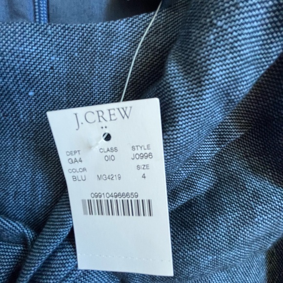 NWT J. Crew Linen Cotton Shift Dress Blue Womens Sz 4 Preppy Minimal New England - Picture 3 of 10